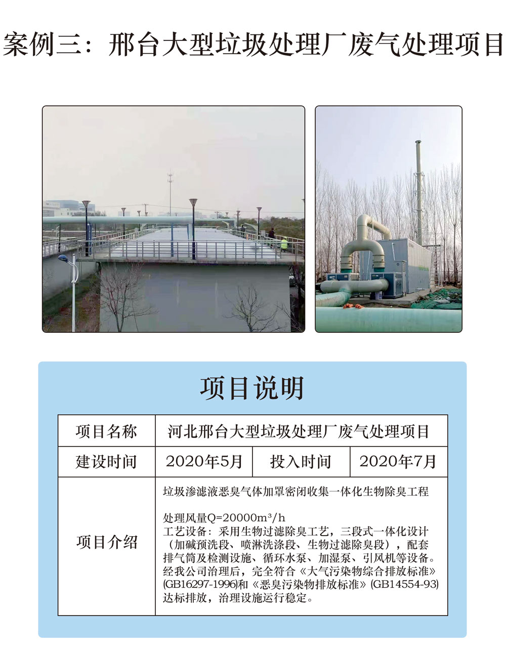 邢臺大型垃圾處理廠廢氣處理項目